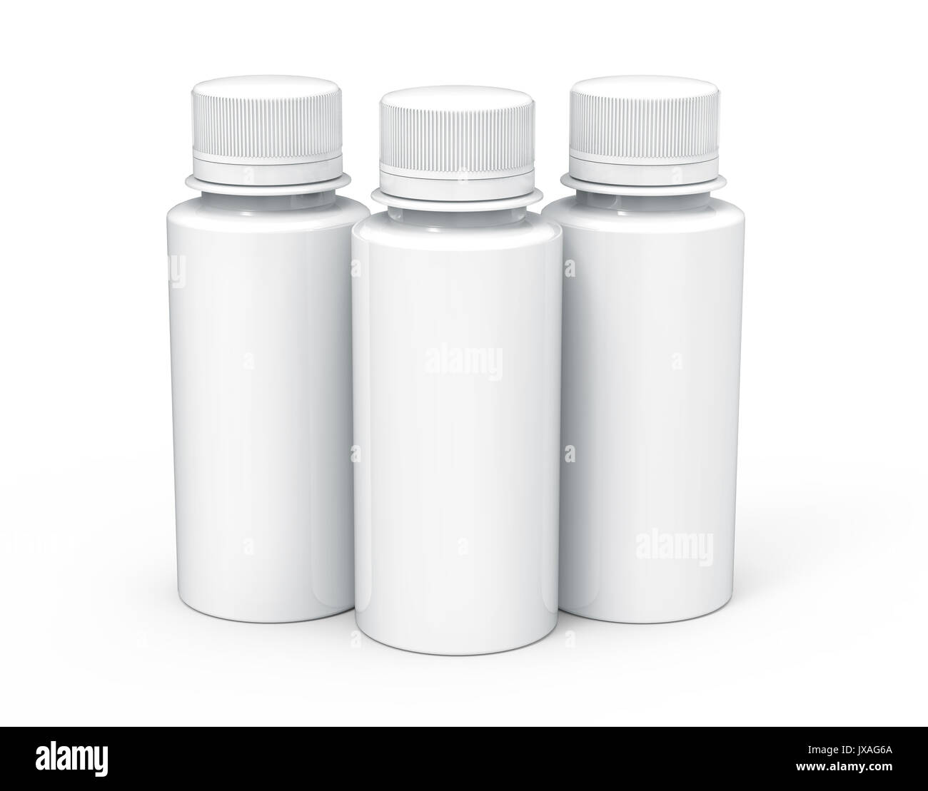 Plastic bottle for drinks, blank bottle mockup template in 3d rendering isolated on white for design uses, three bottles collection Stock Photo