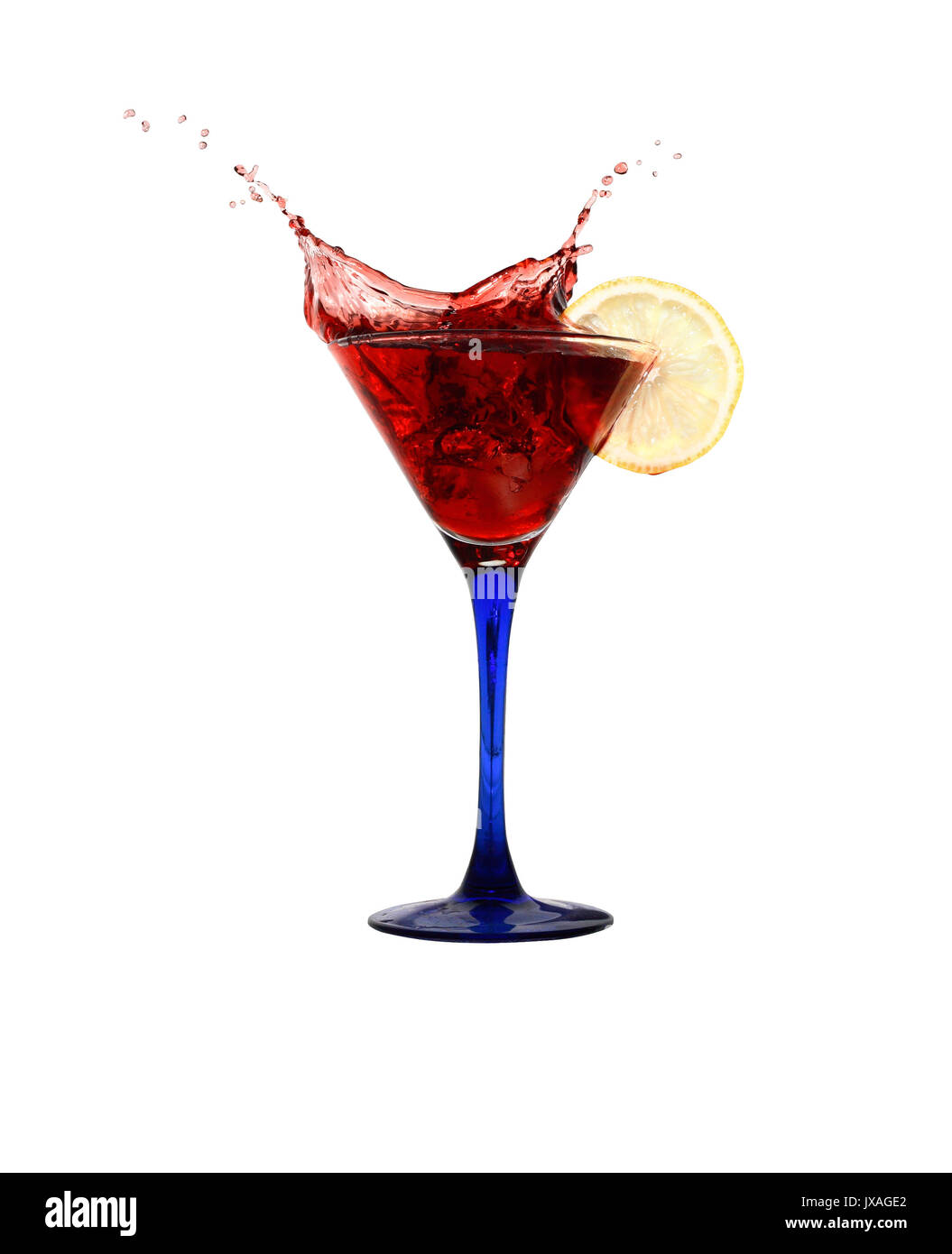 Red splashing cocktail isolated on white background with clipping path Stock Photo