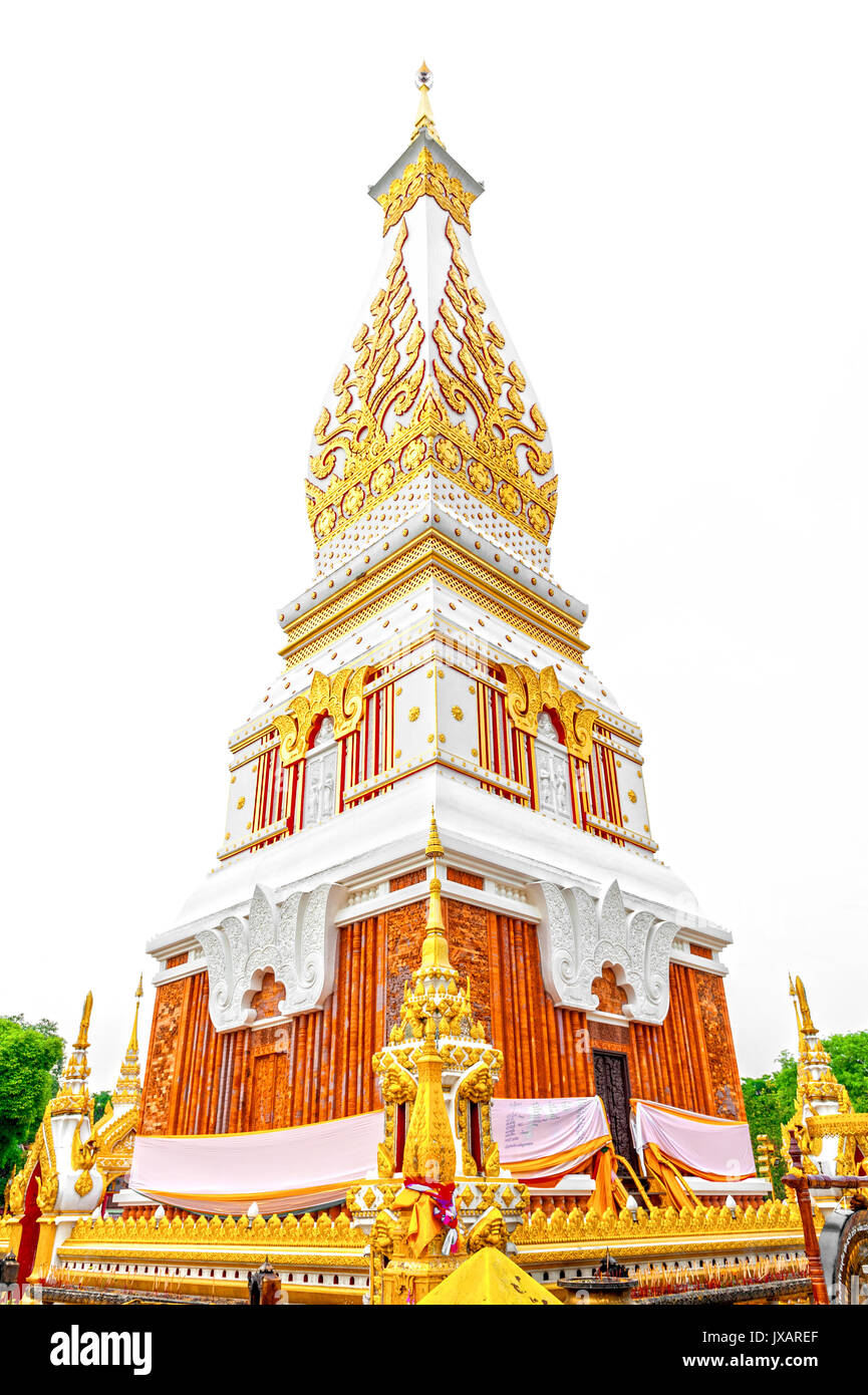 Temple of Phra That Phanom Stupa located in Nakhon Phanom Province, northeastern Thailand. Isolated white background Stock Photo