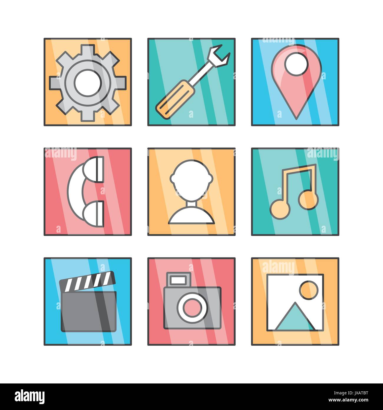 flat set icon social media and app vector illustration Stock Vector ...