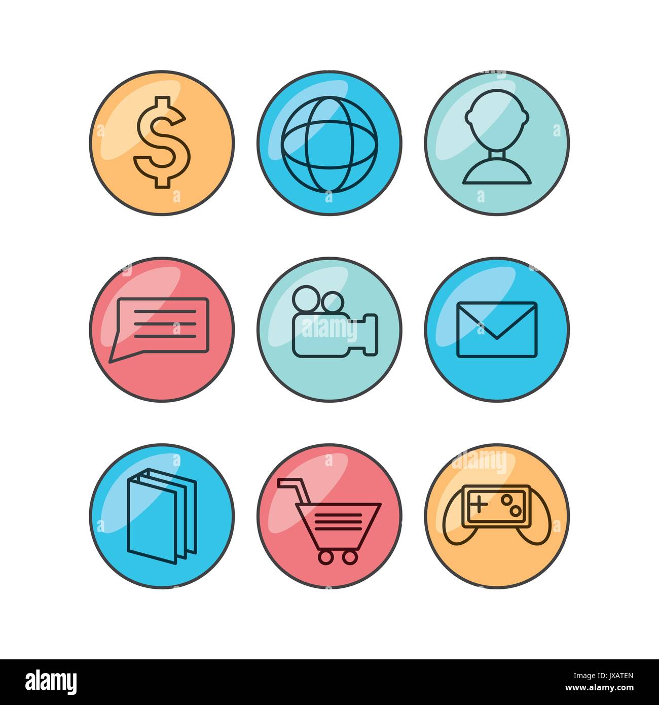 flat set icon social media and app vector illustration Stock Vector ...