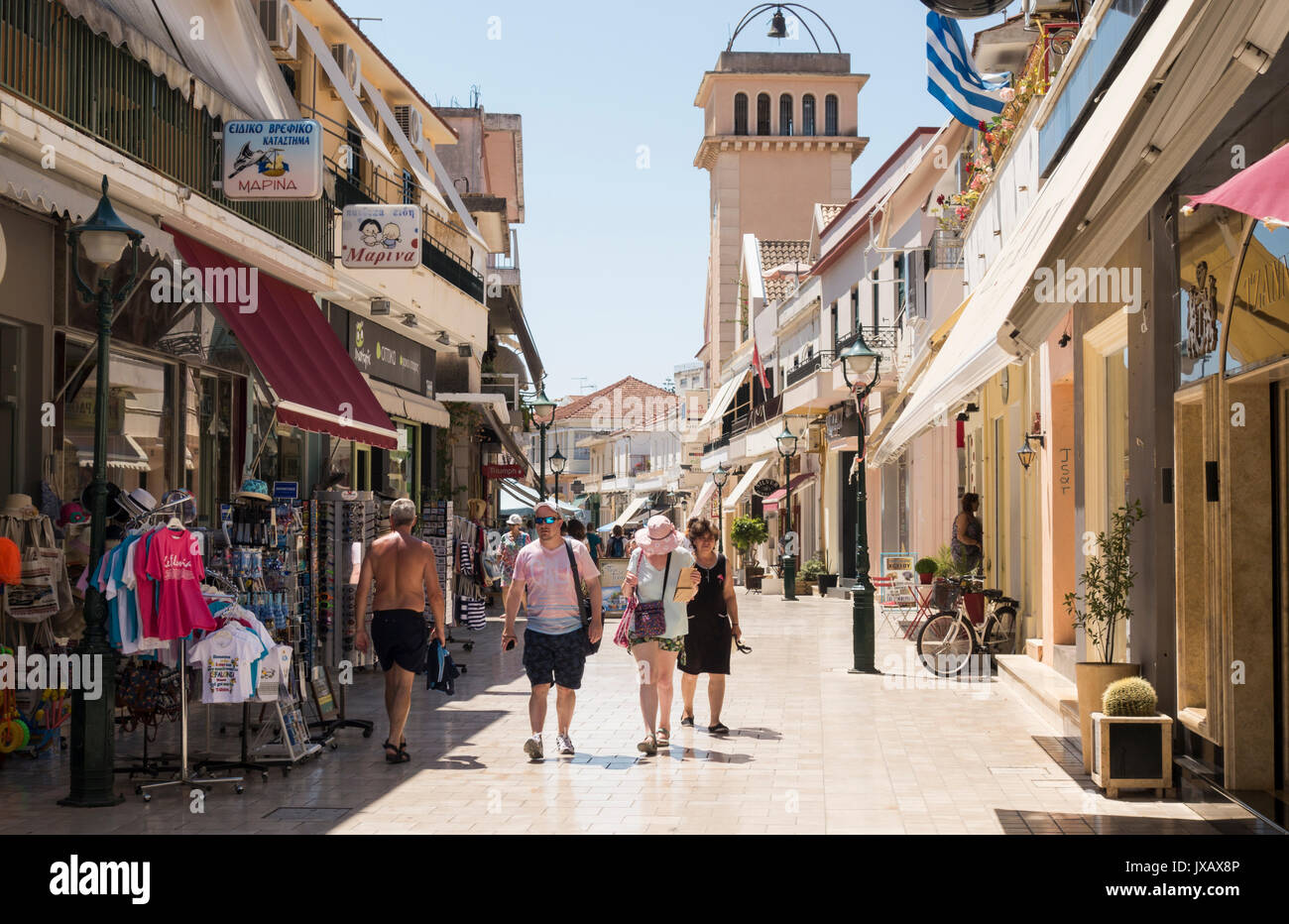 Lithostroto Street Shopping in Argostoli, Kefalonia, Greece Stock Photo