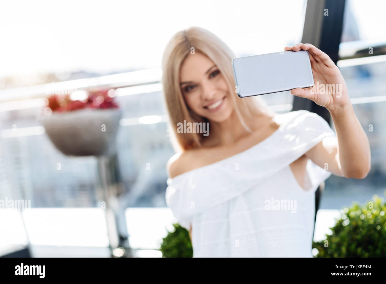 Selective focus of a modern innovative smartphone Stock Photo