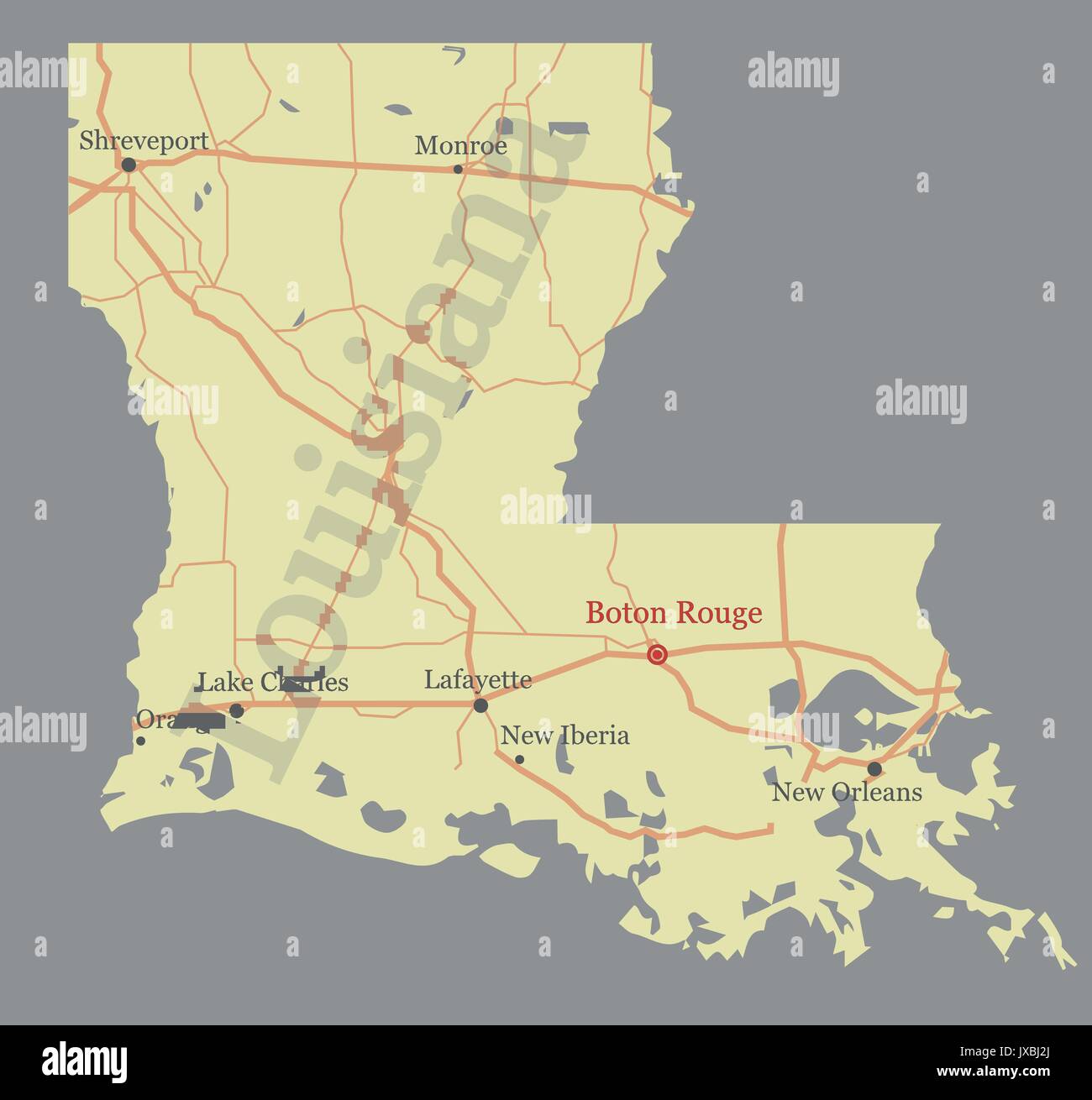 Louisiana accurate vector exact - Louisiana Accurate Vector Exact Detailed State Map With Community JXBJ2J 
