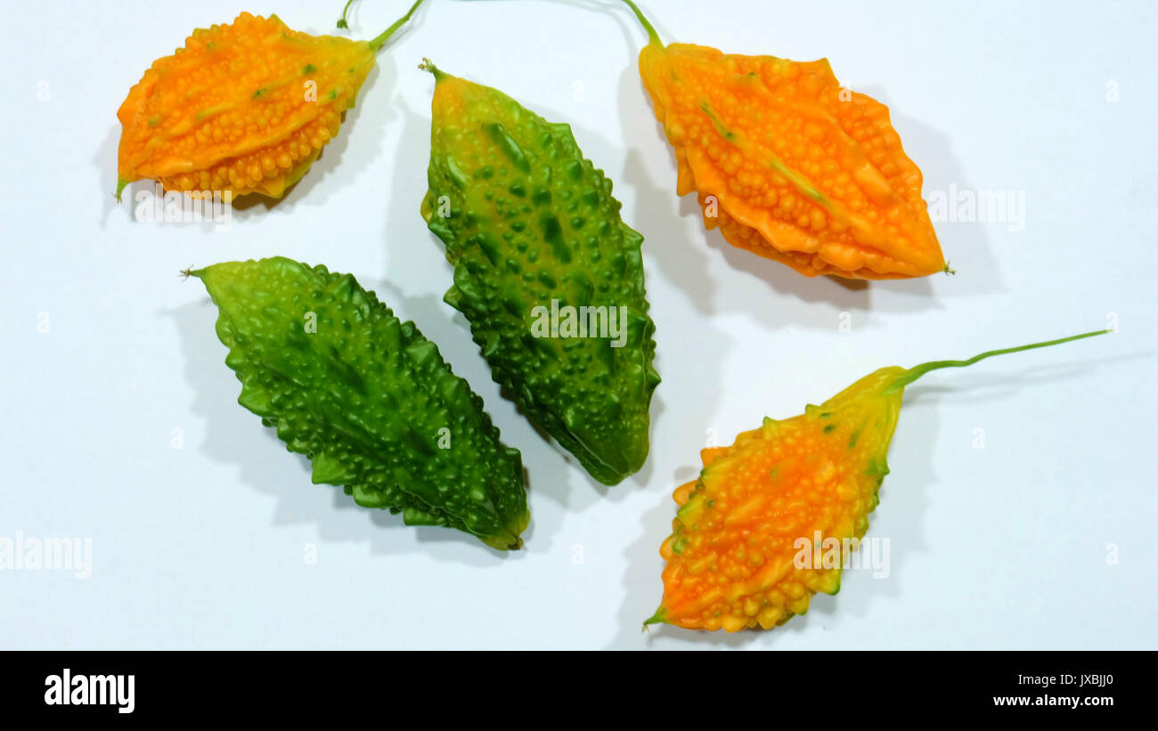 Small green and yellow bitter gourds Stock Photo Alamy