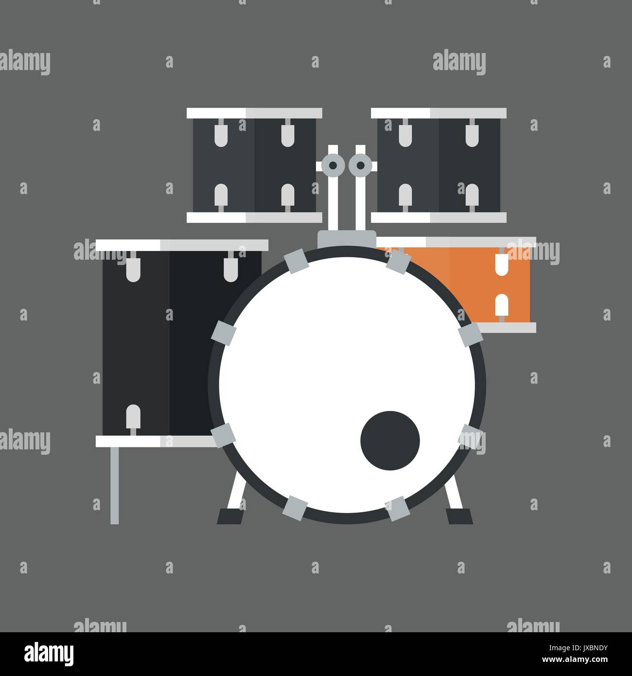 Drum Set Icon Music Instrument Concept Stock Vector