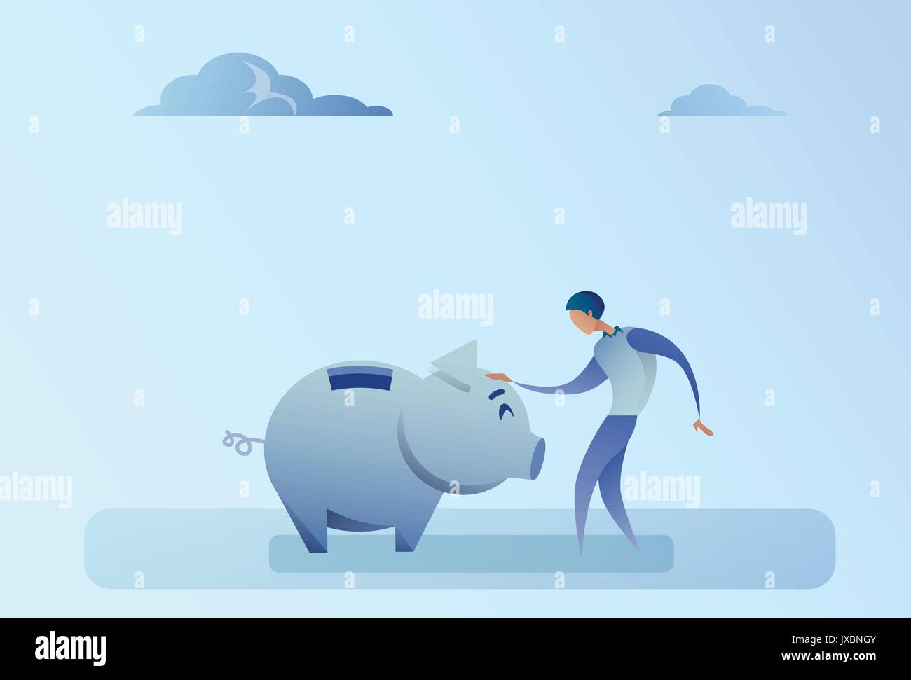 Business Man Holding Piggy Bank Money Savings Concept Stock Vector ...