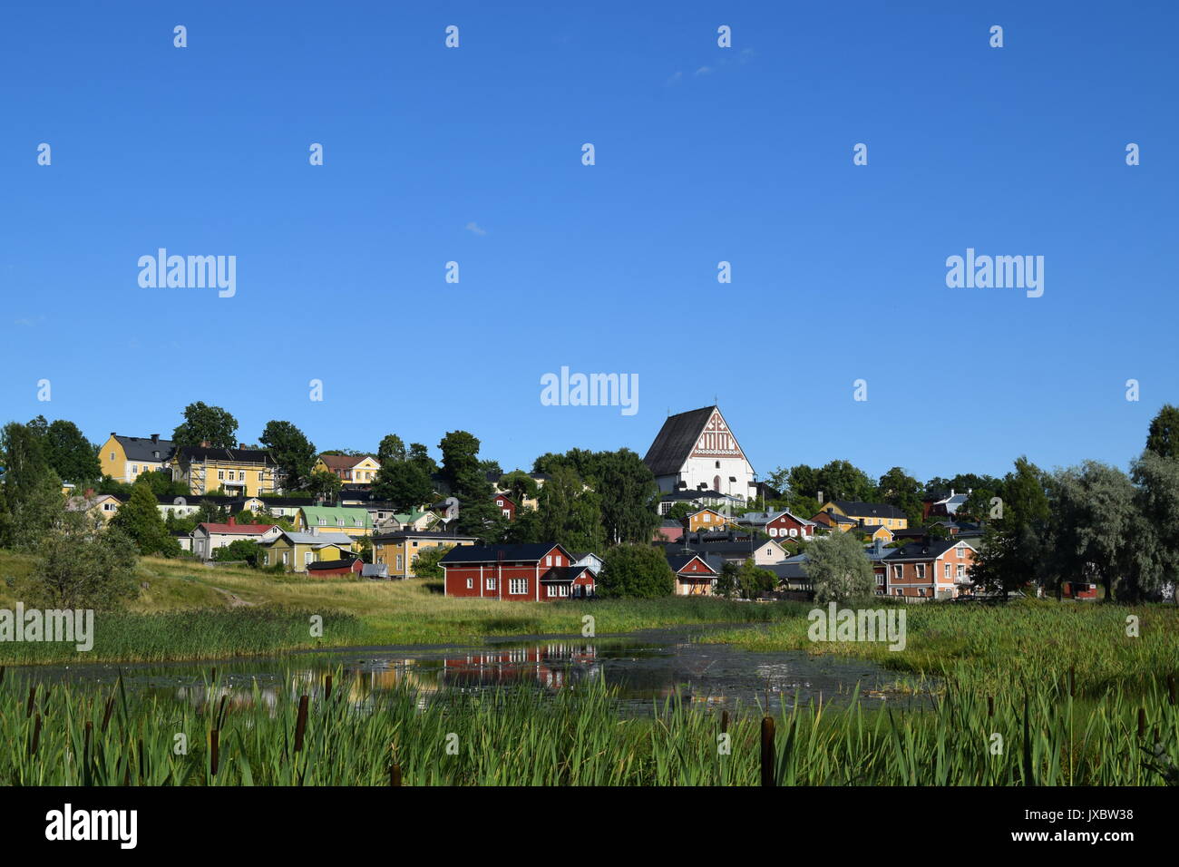 A View to Old Town in a summer afternoon in Porvoo, Finland. Stock Photo
