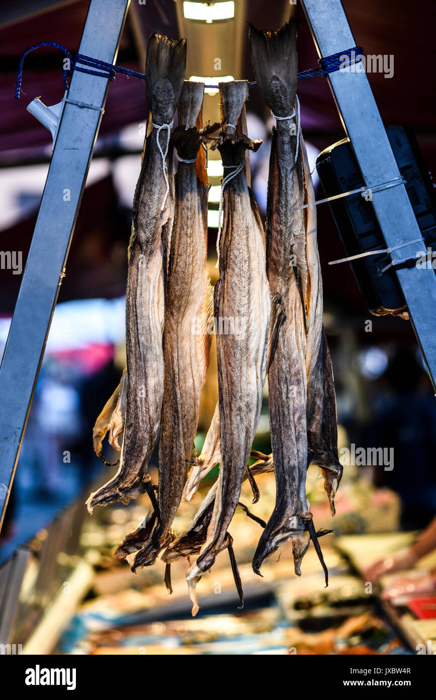 Dried fish at a fish market in Bergen, Norway Stock Photo Alamy