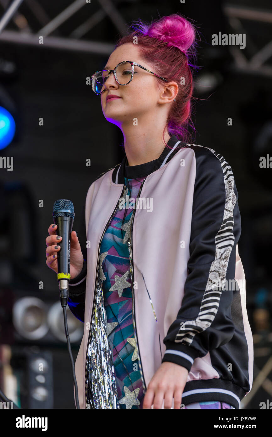 Dumfries, Scotland - August 12, 2017: Charlotte Brimner of Scottish band Be Charlotte performing at Youth Beats. Stock Photo