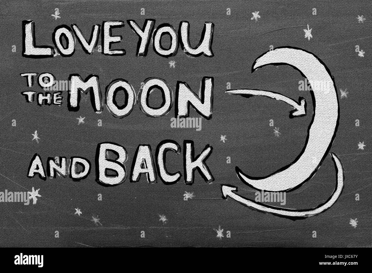 Love You To The Moon And Back Painting On Canvas Stock Photo Alamy