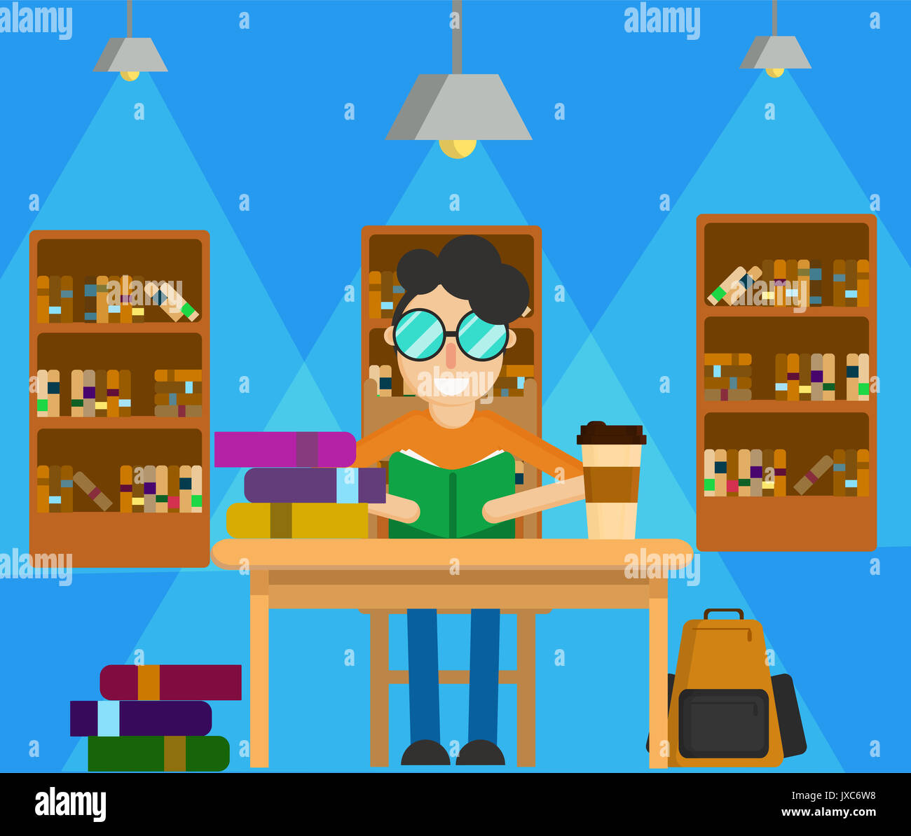 student read book or study  background vector graphic Stock Photo