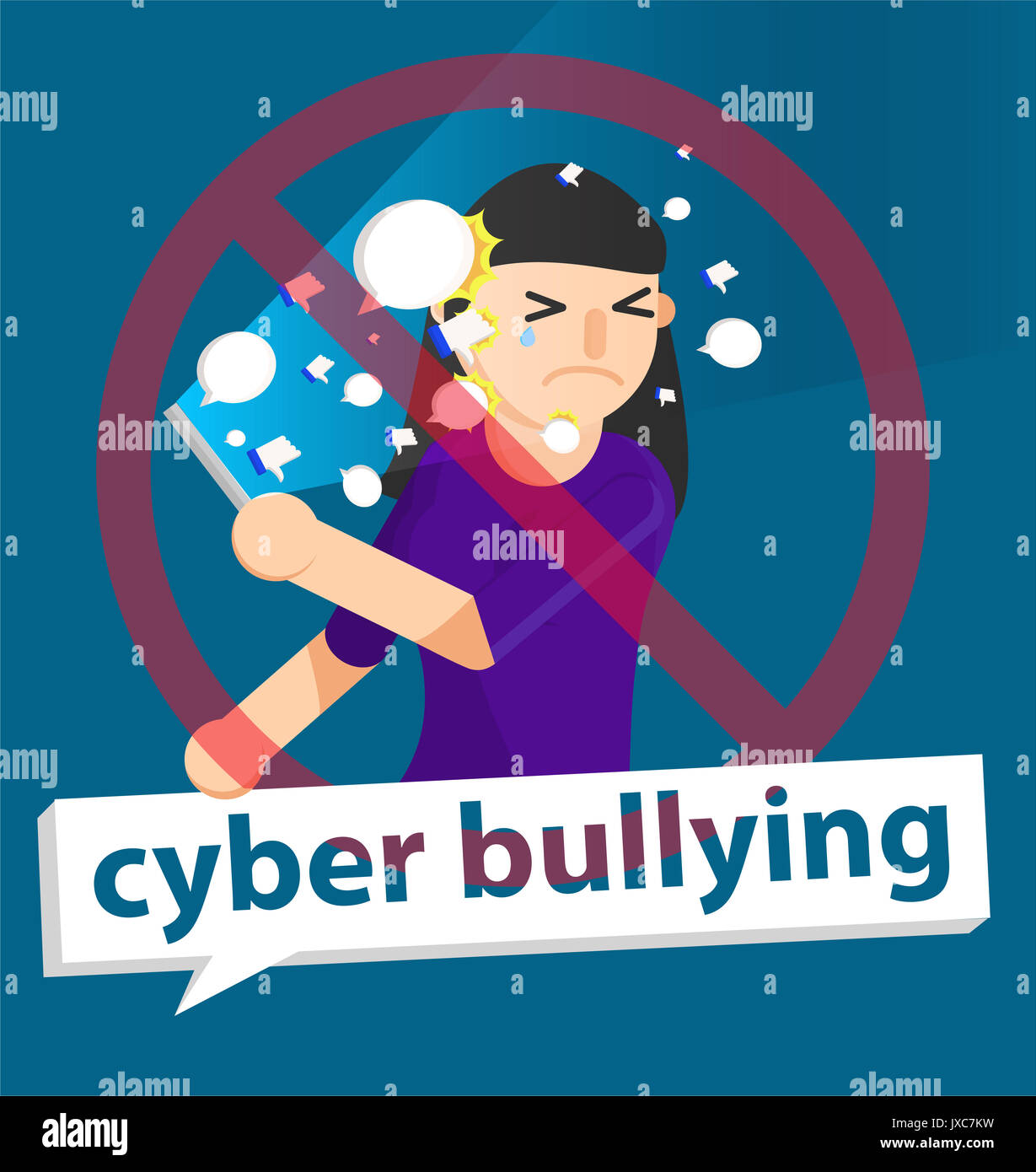 cyber bullying girl background graphic vector illustrations Stock Photo