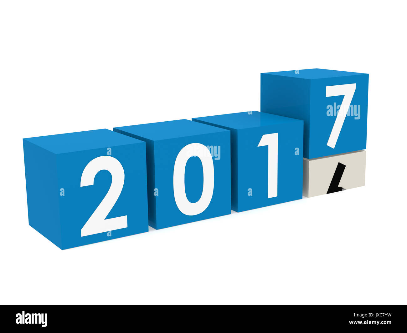New year 2017 Blocks in blue, 3D rendering Stock Photo
