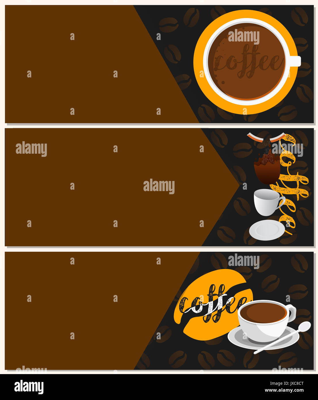 Banner Coffee Fall Beans With Text Background Vector Graphic