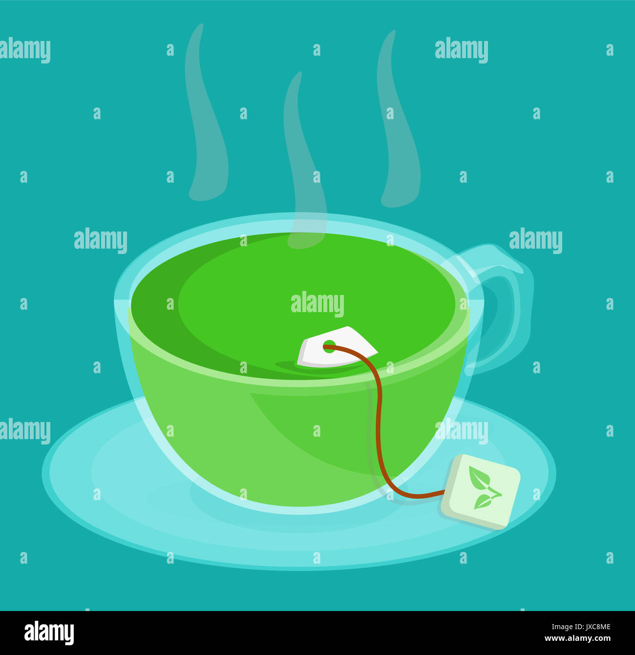 green tea meeting in a cup of coffee vector graphic , illustration use to background Stock Photo