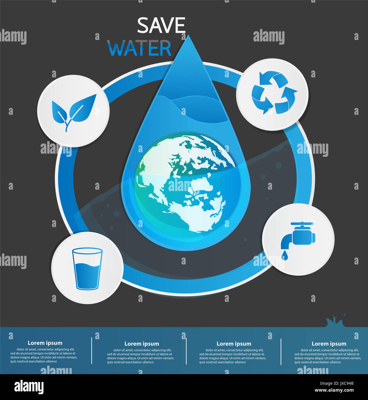 save water info graphic design vector or background about save earth Stock Photo