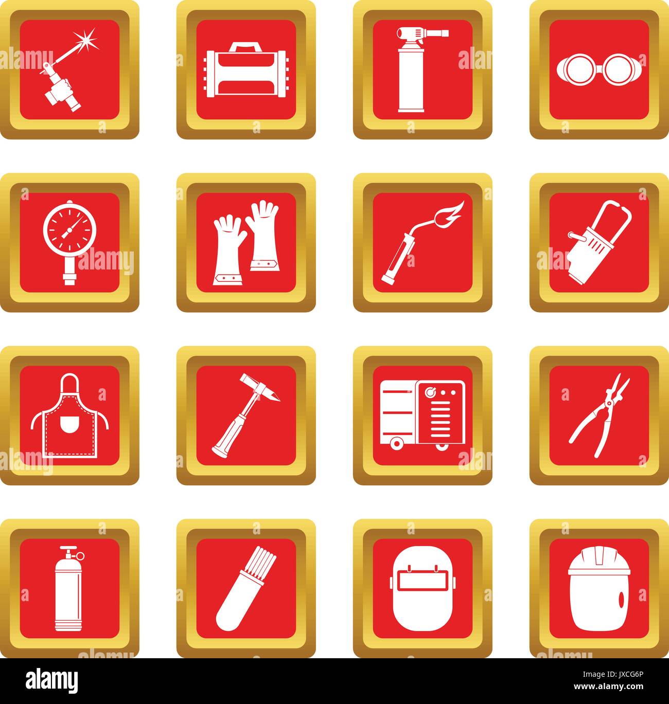 Welding icons set red Stock Vector Image & Art - Alamy