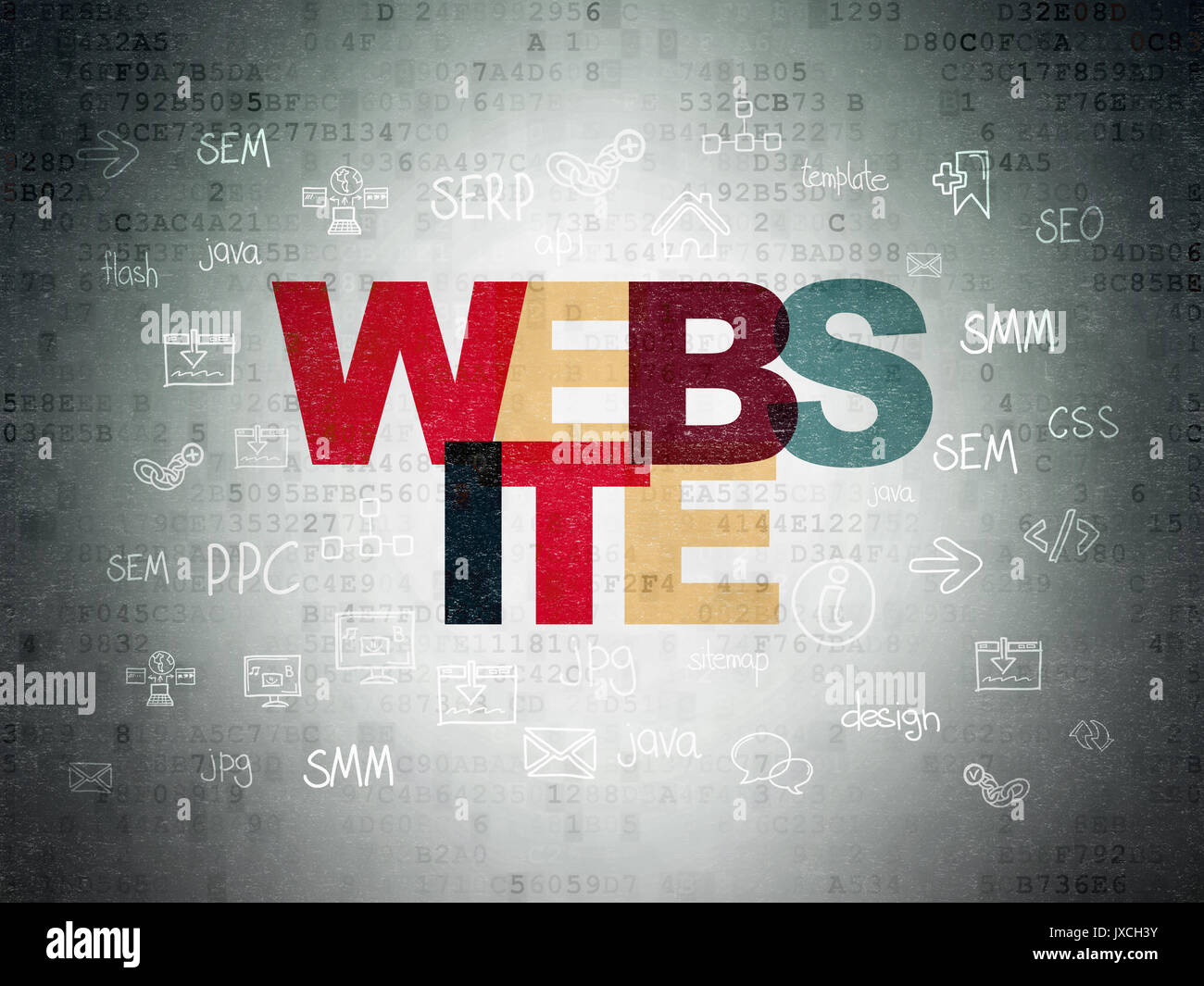 Web design concept: Website on Digital Data Paper background Stock ...