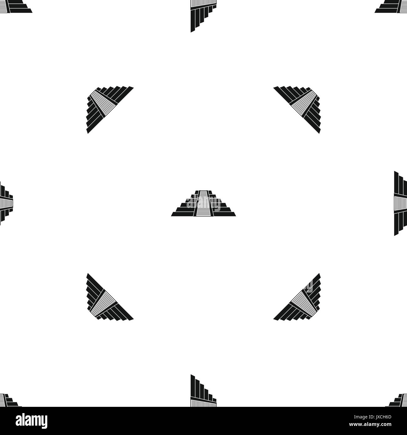 Ziggurat in Chichen Itza pattern seamless black Stock Vector