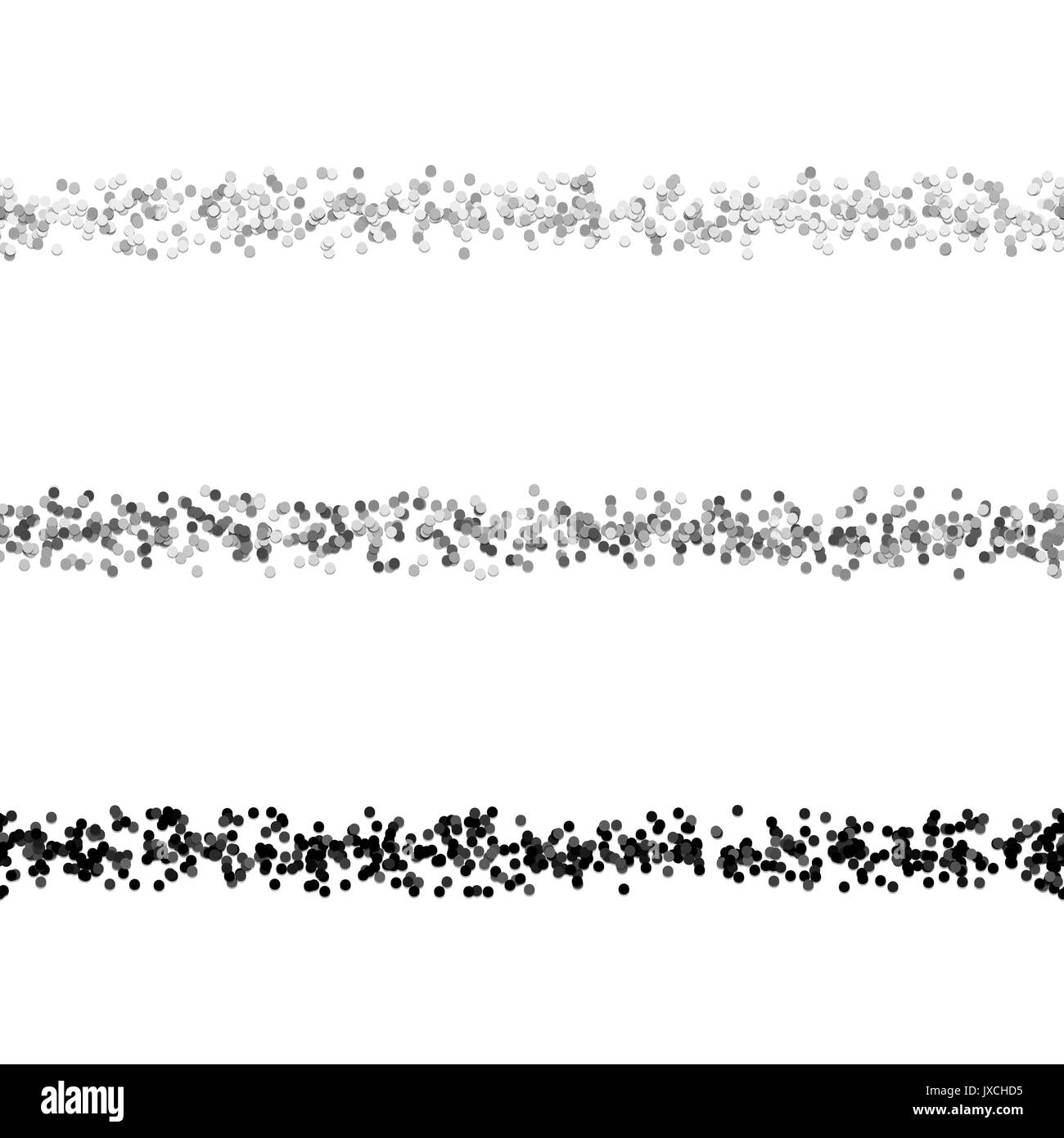 Repeatable random dot pattern text dividing line design set - vector graphic design elements from circles Stock Vector