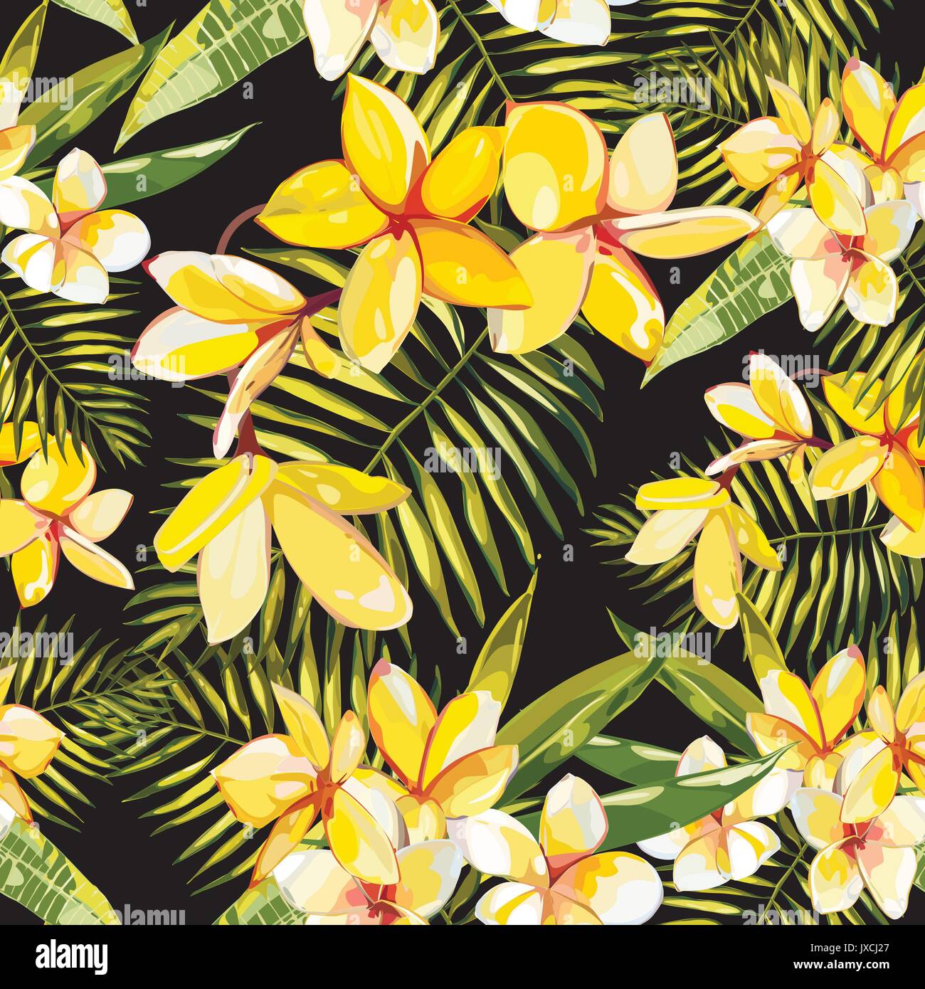Elegance seamless pattern in vintage style with Plumeria flowers. EPS 10 Stock Vector