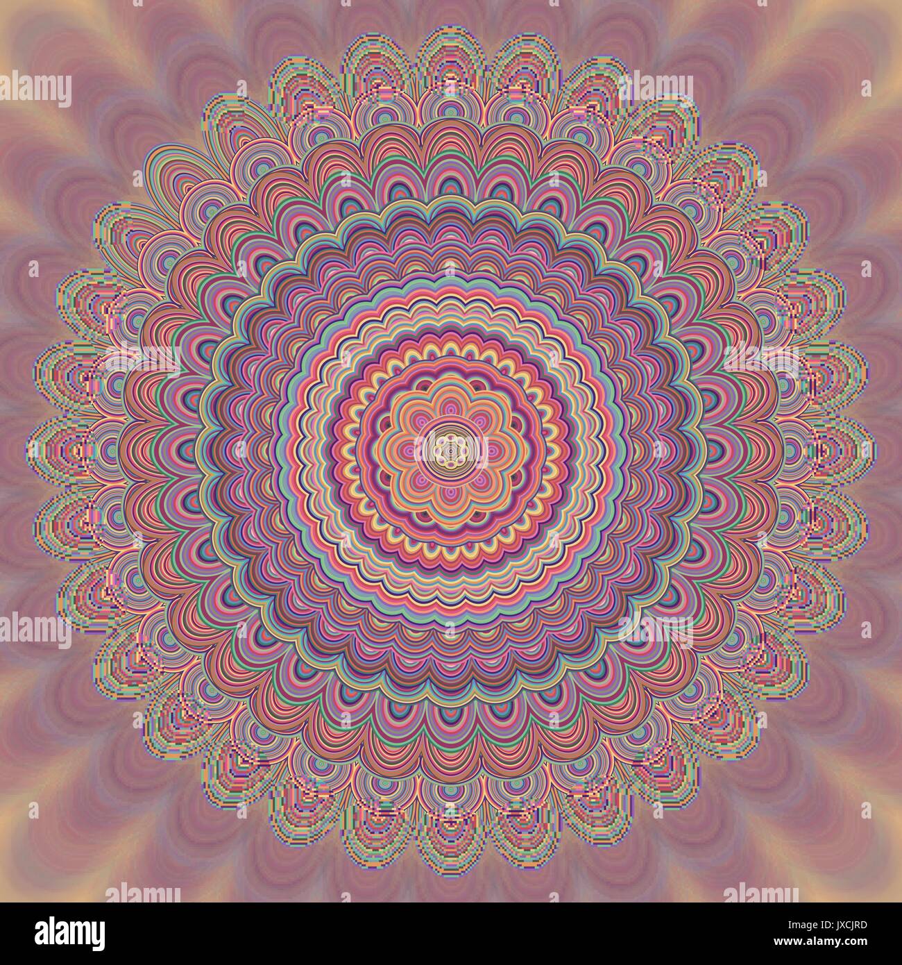 Abstract mandala fractal background - circular symmetry vector pattern graphic design from concentric oval shapes Stock Vector