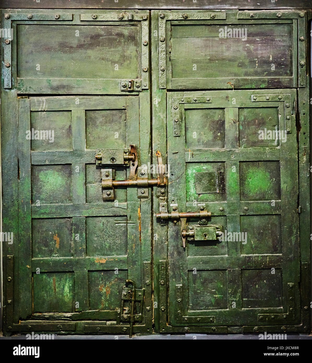 grunge door to old prison cell cachot. Stock Photo