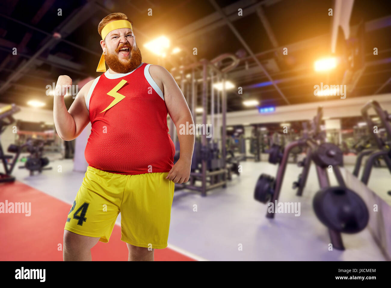 Fat men in gym hi-res stock photography and images - Alamy
