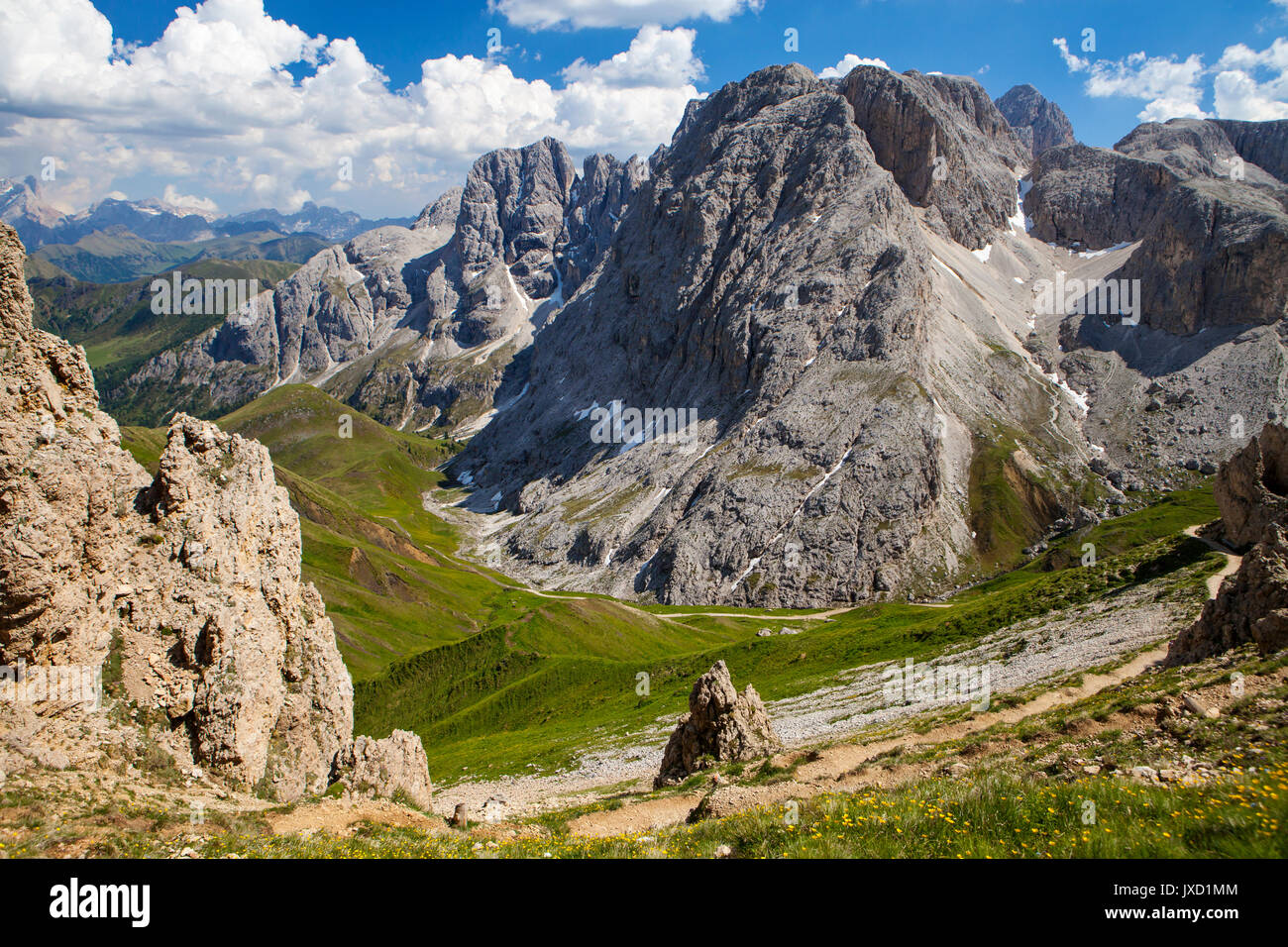 Alpe di siusi, Dolomites, Northern Italy, views from hike from Rifugio