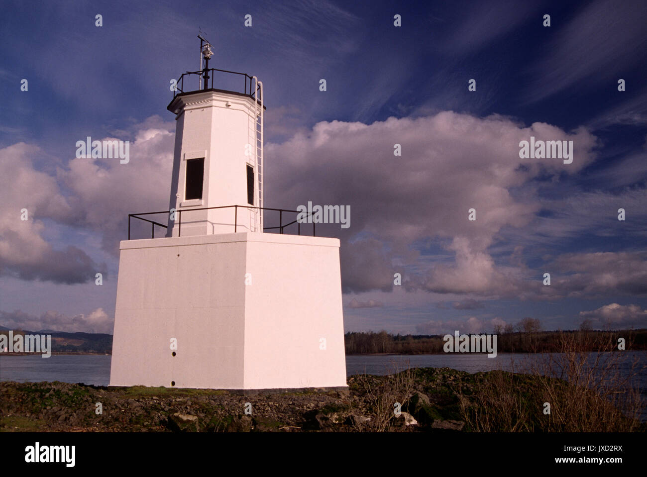 Warrior Rock Lighthouse, Sauvie Island Wildlife Area, Oregon Stock