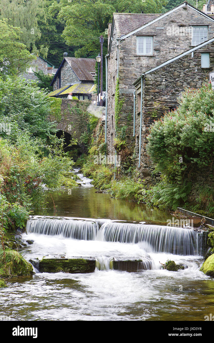 Gradual Waterfall located in the centre of Ambleside, Lake District Stock Photo