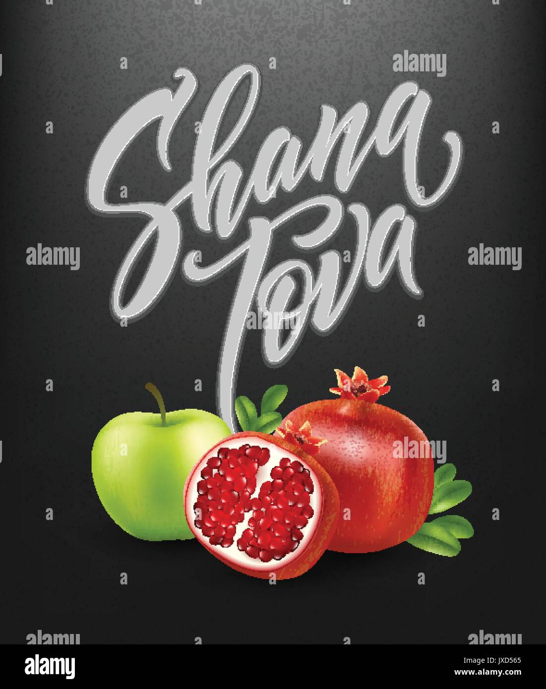 A greeting card with stylish lettering Shana Tova. Vector illustration Stock Vector