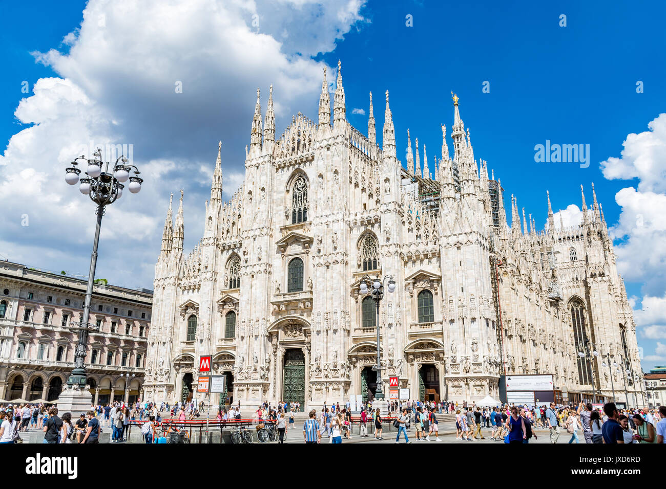 View of the Milan cathedral (Duomo di Milano) on a beautiful day, Milan, Italy Stock Photo