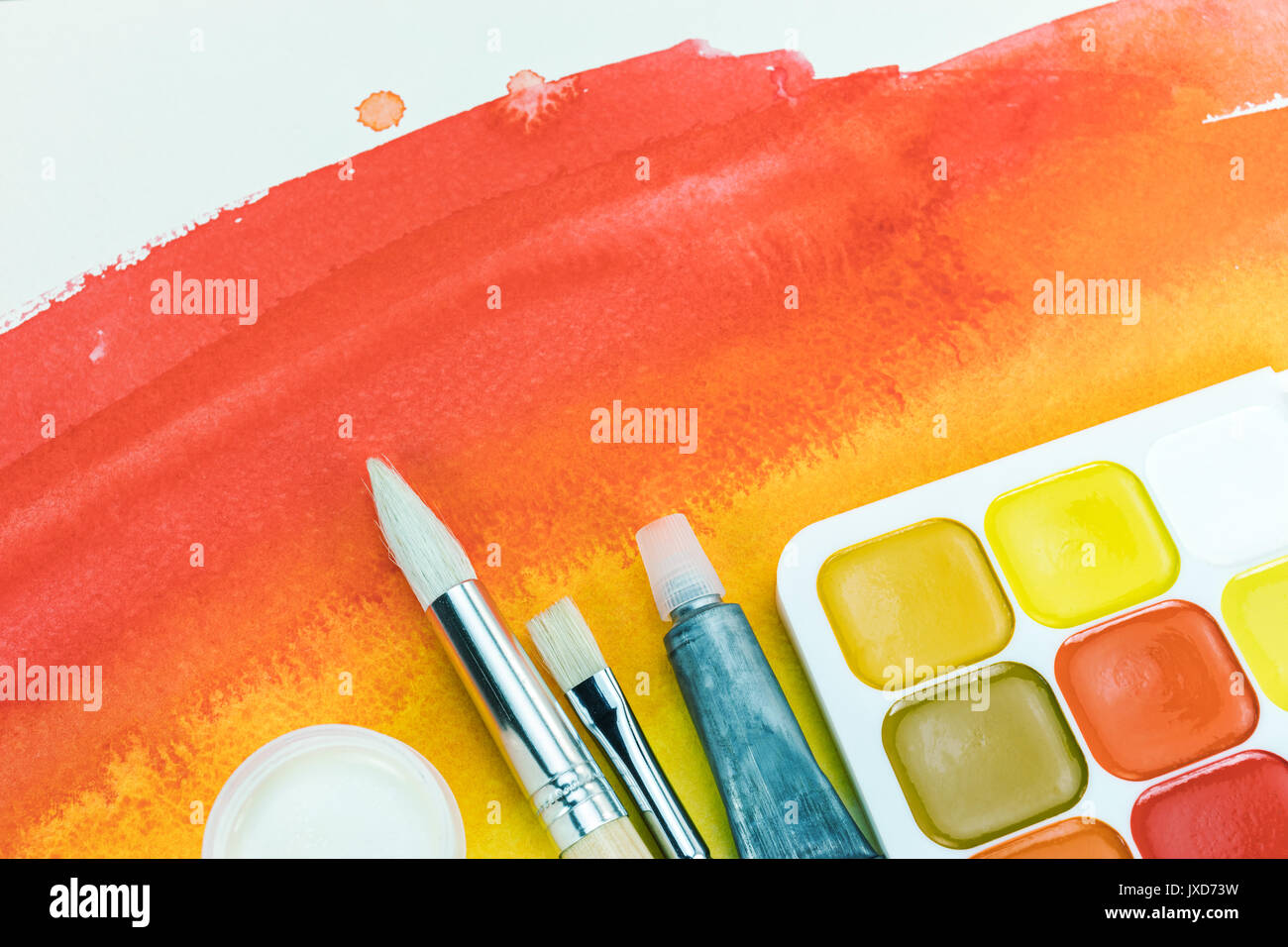 abstract red watercolor texture with color palette and various