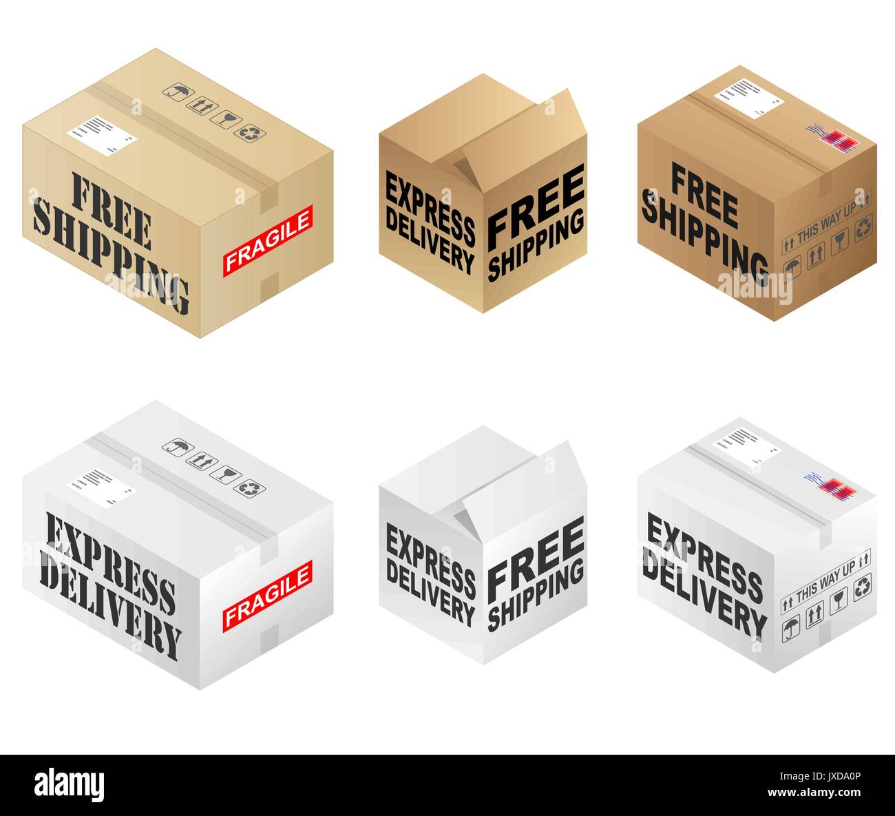 Free shipping and express delivery cardboard box vectors Stock Vector Image  & Art - Alamy