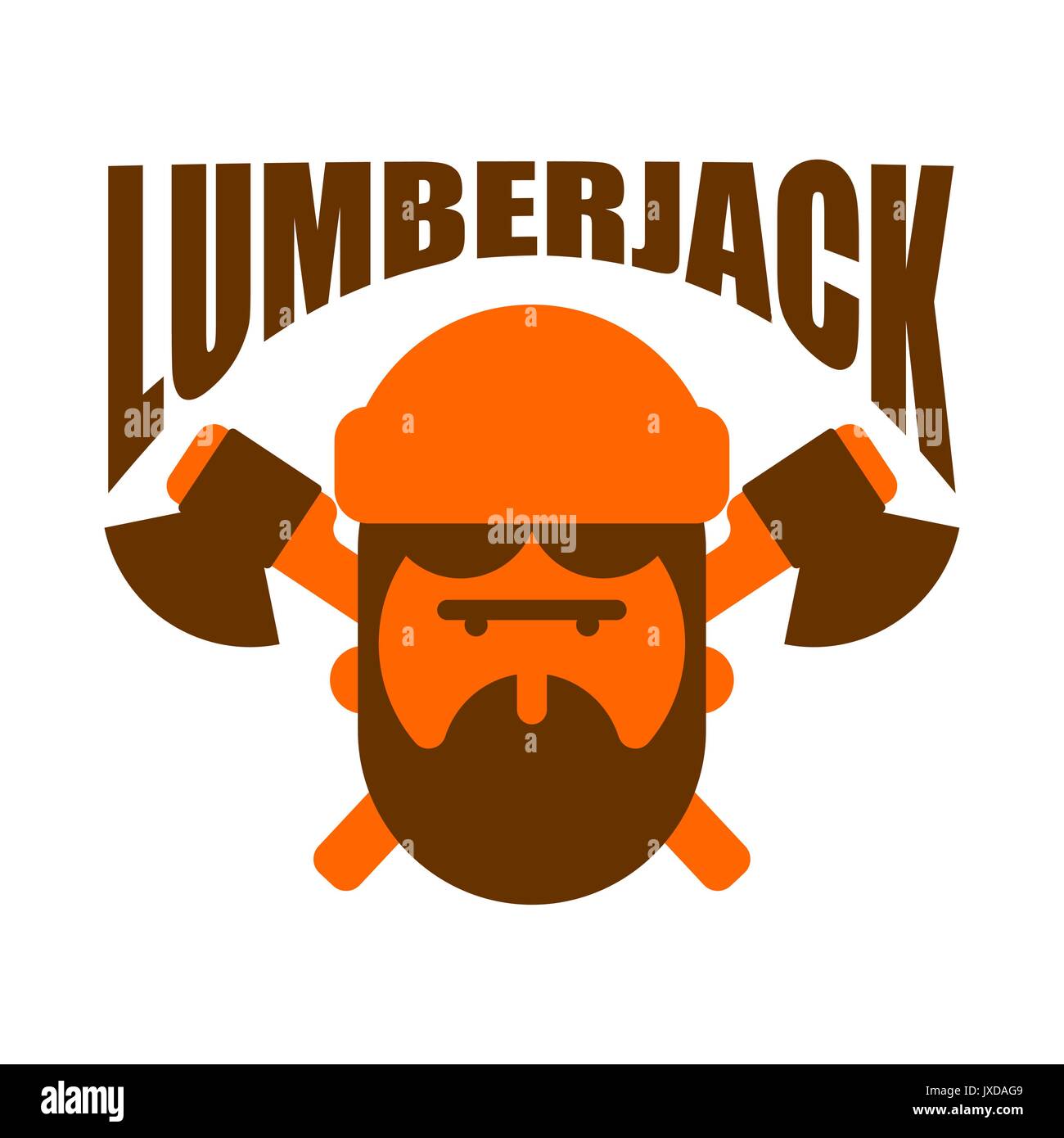 Lumberjack logo. Woodcutter sign. lumberman symbol. feller with beard