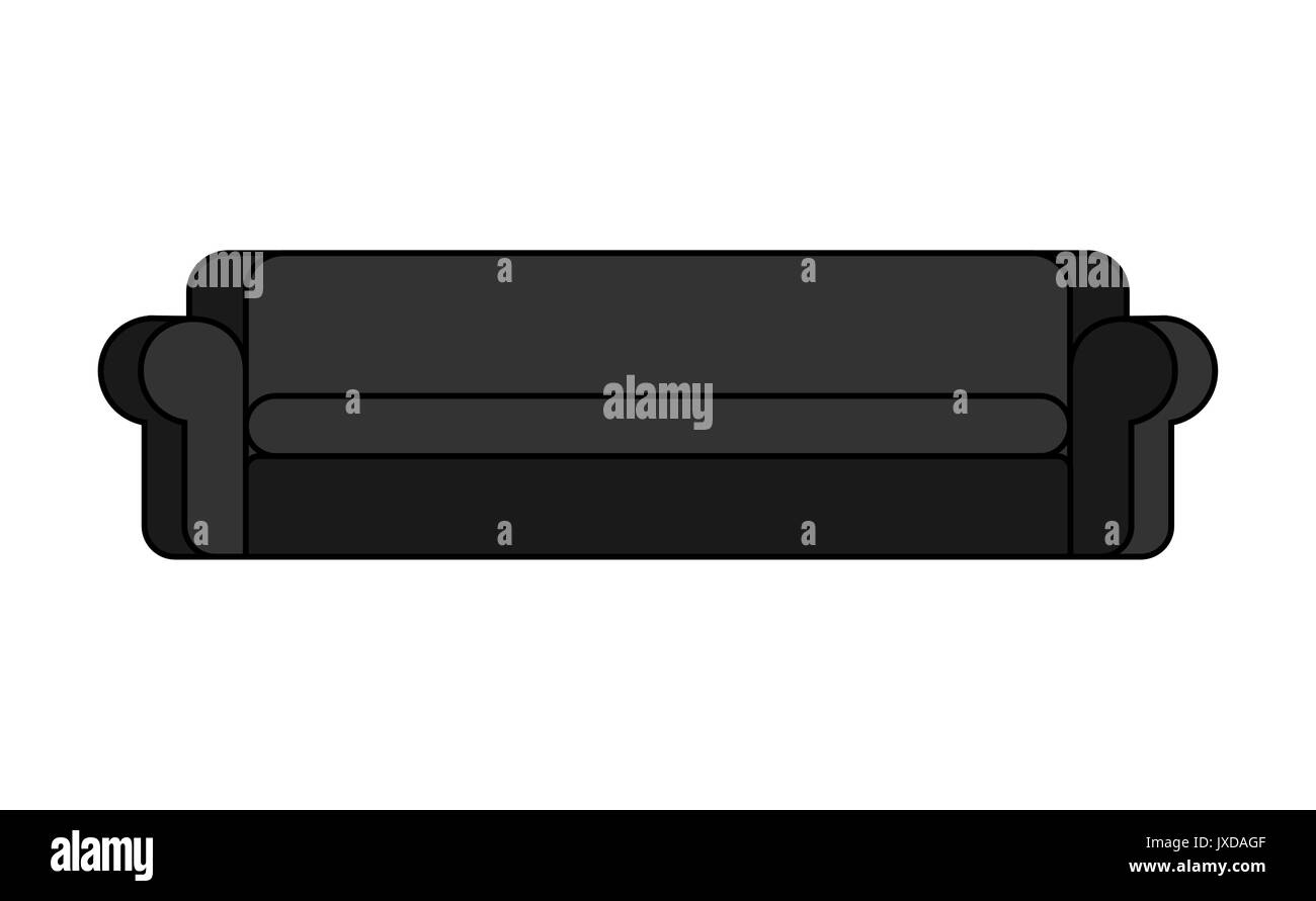 Large black sofa isolated. Long dark leather couch Stock Vector Image