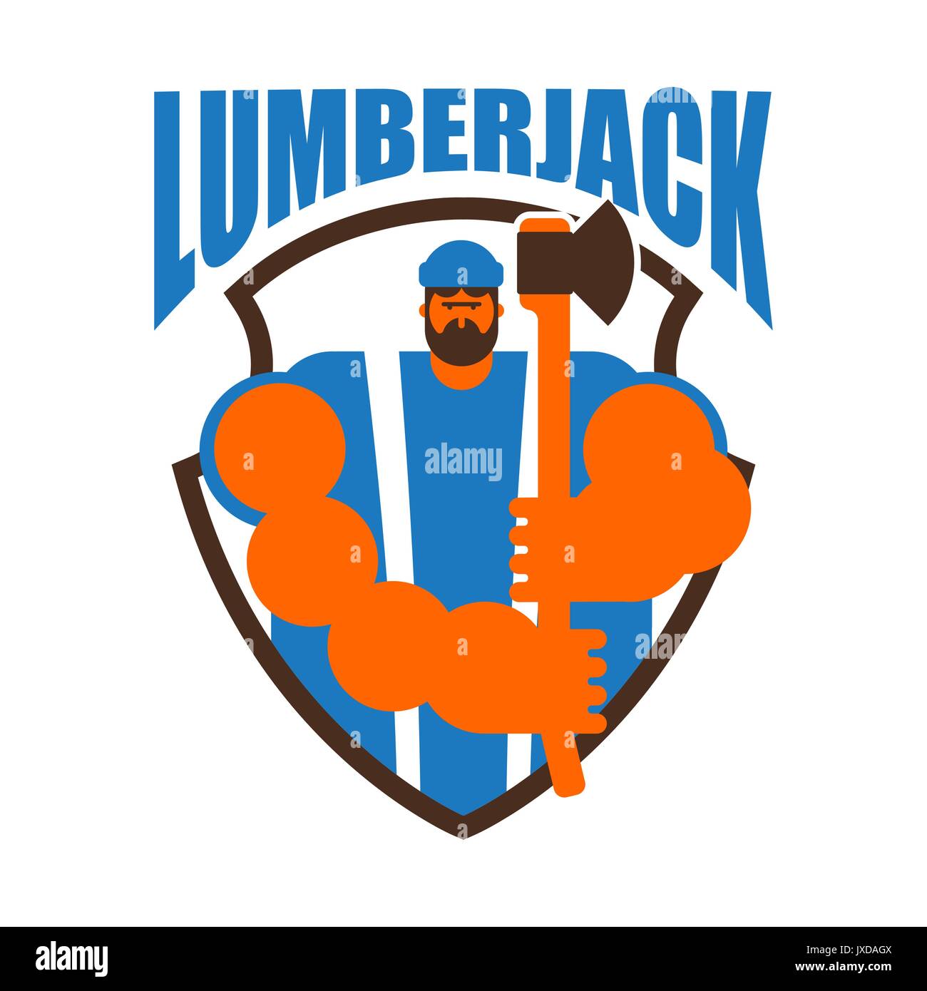 Lumberjack logo. Woodcutter sign. lumberman symbol. feller with beard