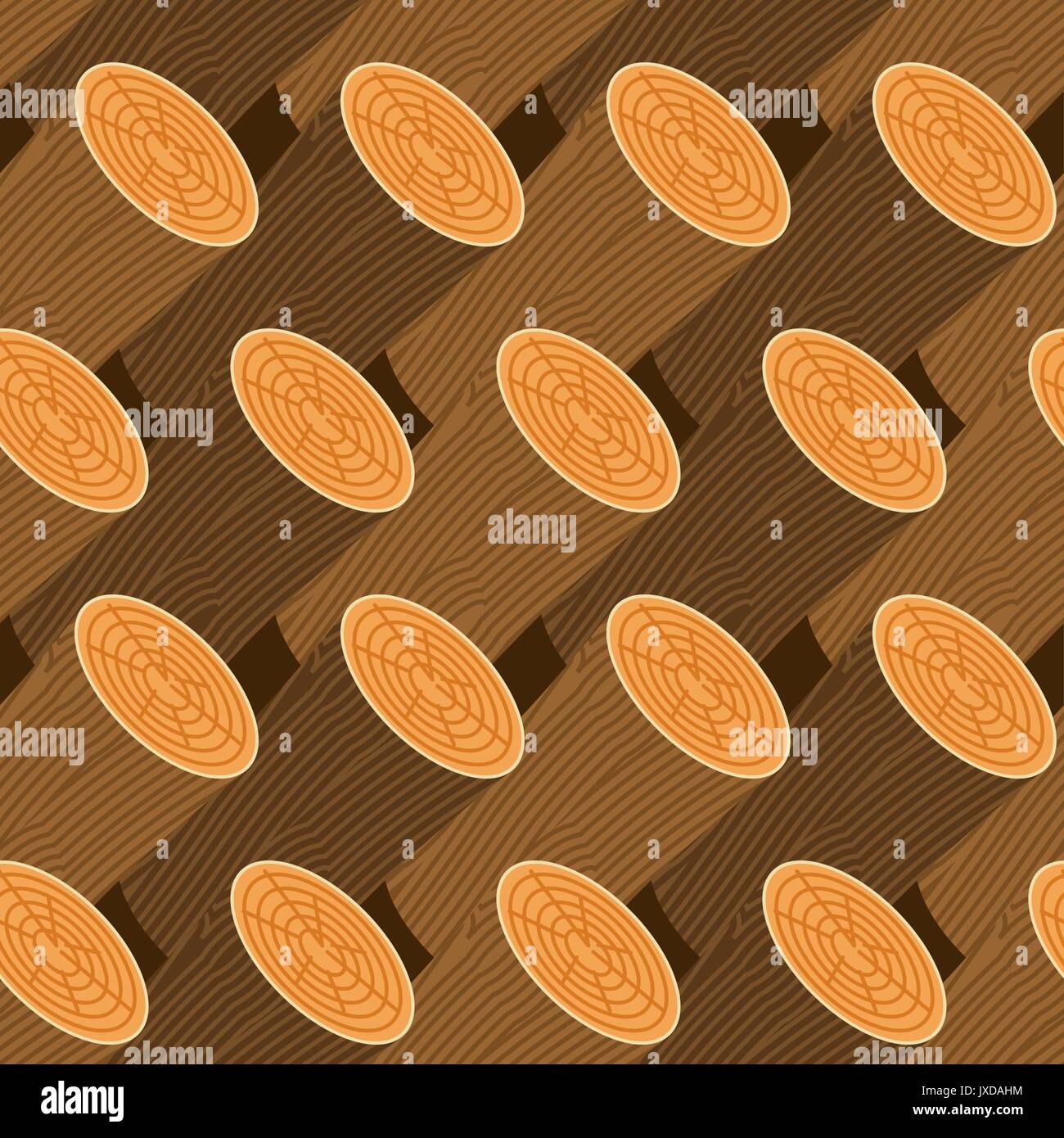 log seamless pattern. Wooden billet background. Woodpile Ornament Stock Vector
