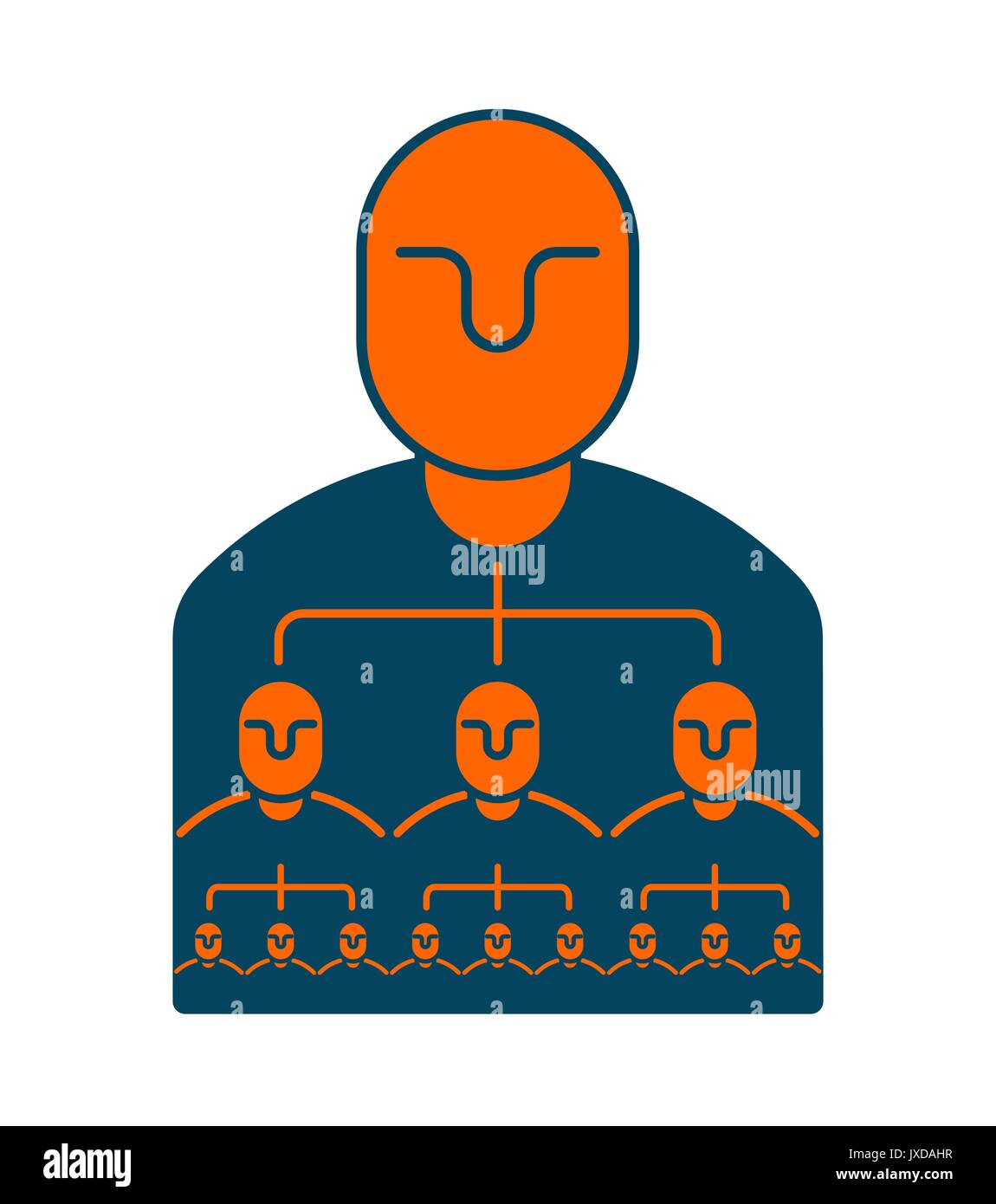 Company structure icon. Personnel management. Boss and subordinates