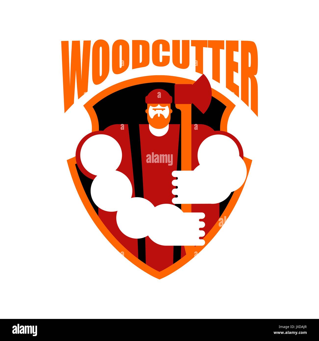 Lumberjack logo. Woodcutter sign. lumberman symbol. feller with beard