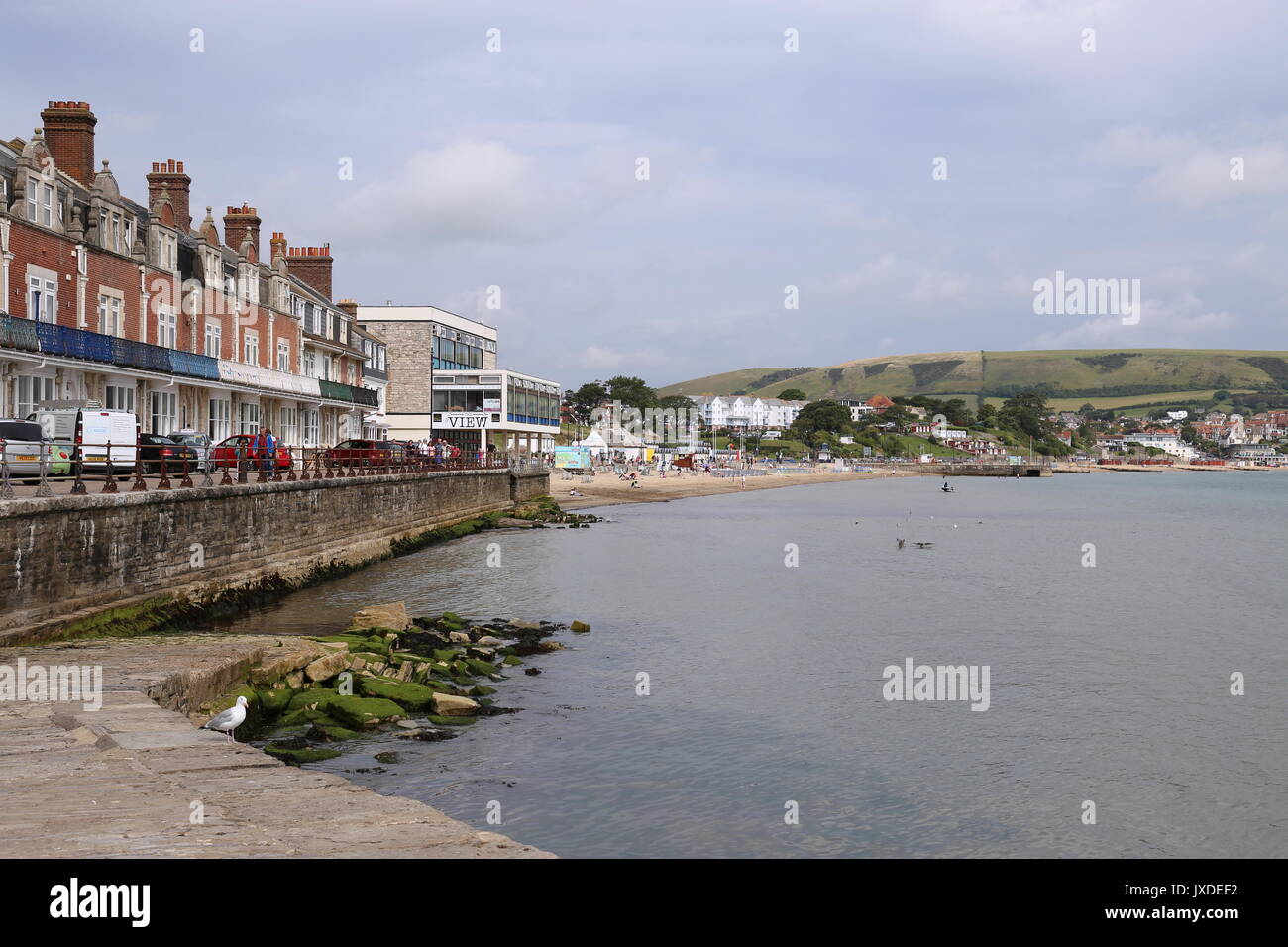 Swanage with Ballard Down beyond, Isle of Purbeck, Dorset, England, Great Britain, United Kingdom, UK, Europe Stock Photo
