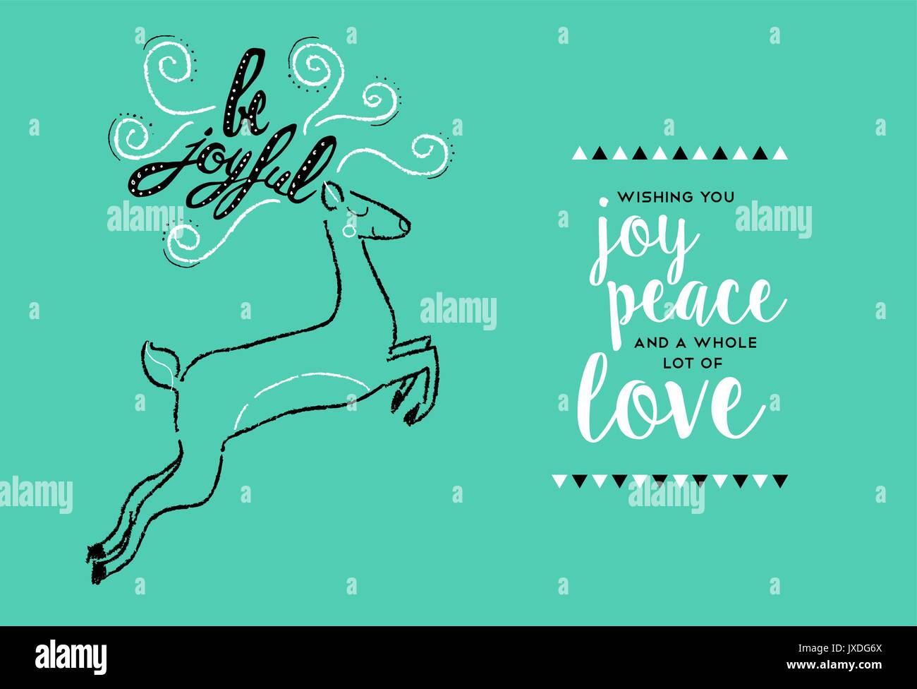 Christmas and new year greeting card design with hand drawn deer. Cute ...