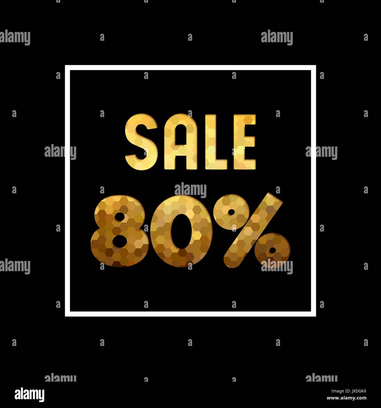 Sale 80% off gold text quote, luxury typography in paper cut style. Special offer discount advertising for retail business. EPS10 vector. Stock Vector