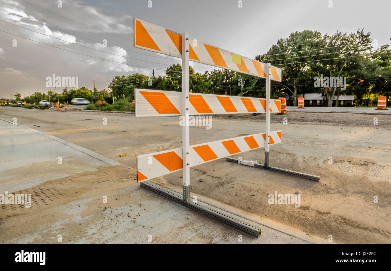 Road construction barrier preventing traffic Stock Photo Alamy