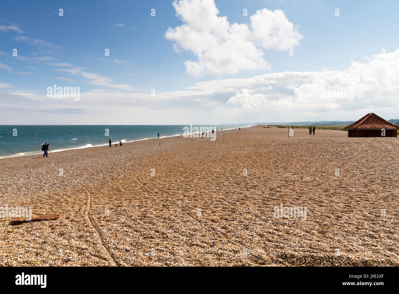 Cley beach Norfolk, which also forms part of the Coast Path Stock Photo
