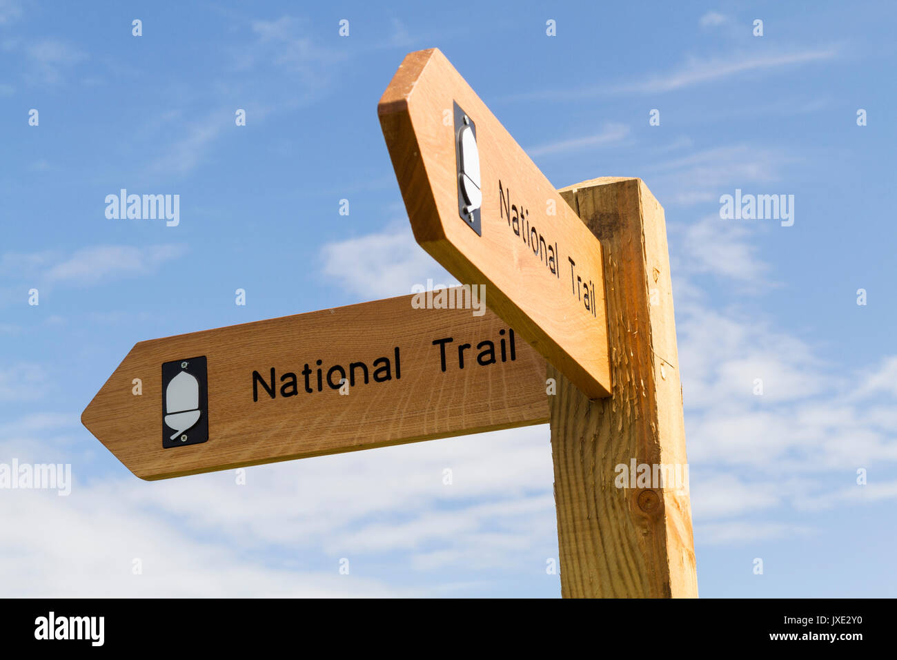 a Norfolk Coast Path finger post footpath sign Stock Photo