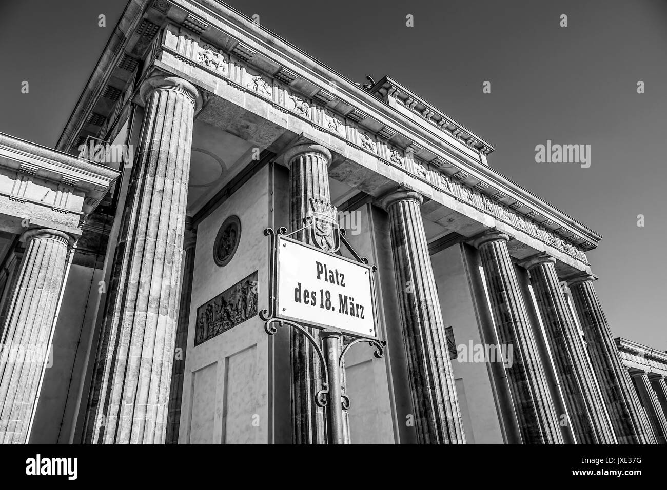 Famous Brandenburg Gate in Berlin called Brandenburger Tor Stock Photo