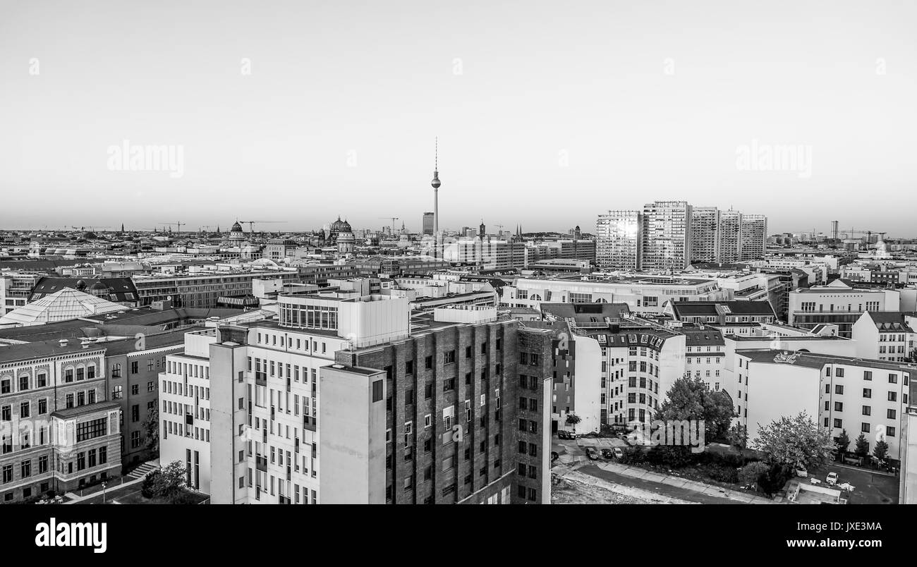 Aerial view of the city of berlin in germany deutschland Black and ...